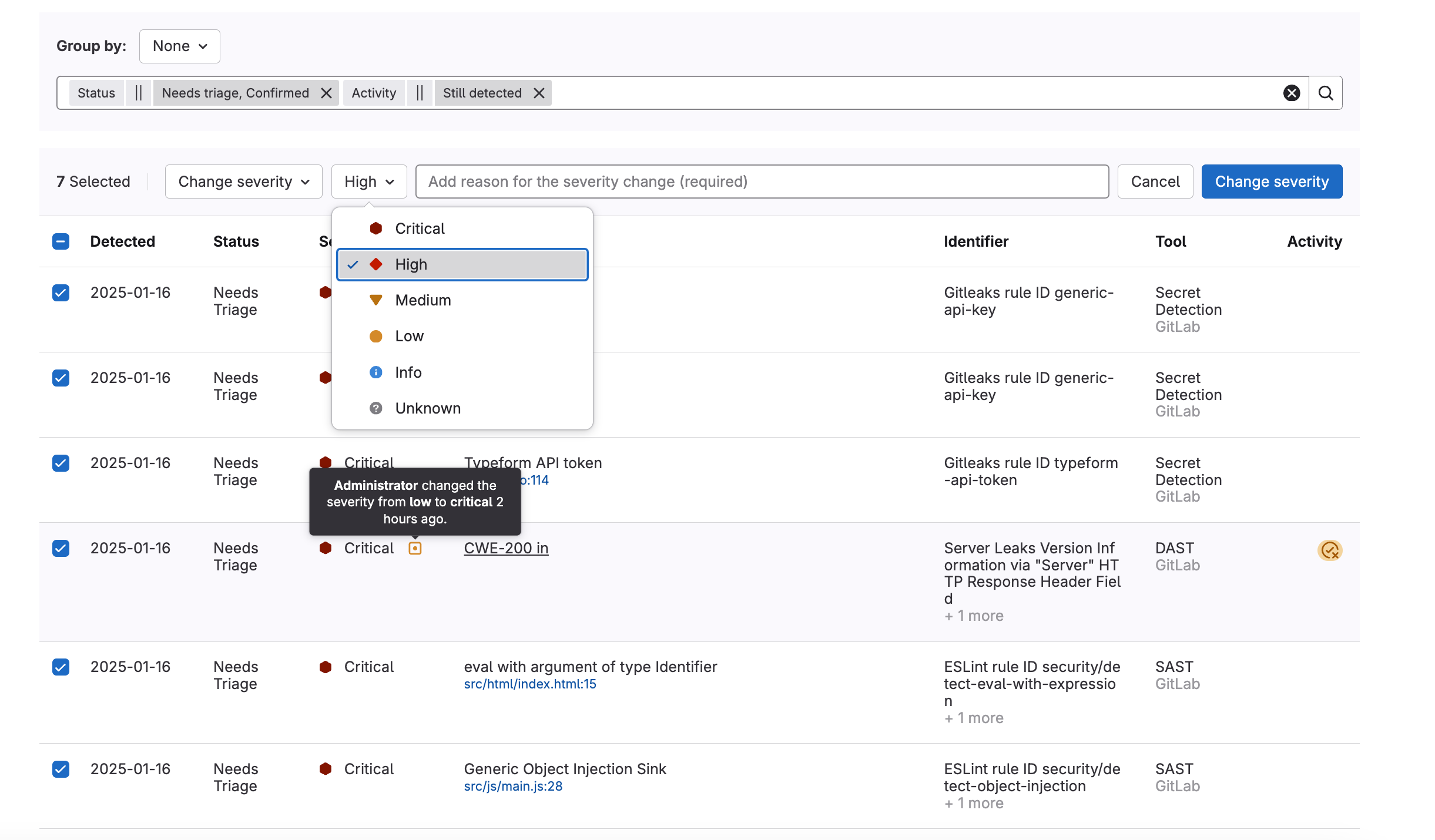 Vulnerability Severity Override